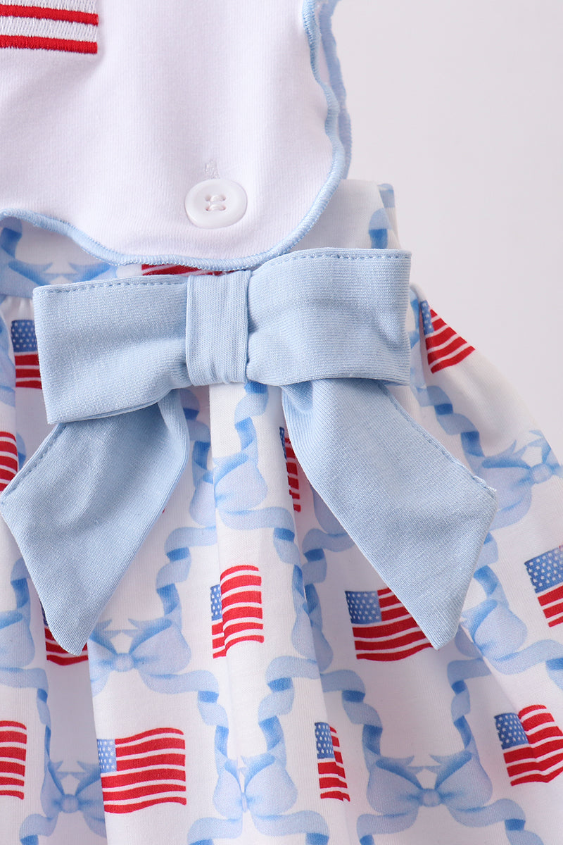 Blue Blow Embroidery Flag Dress - 4th of July