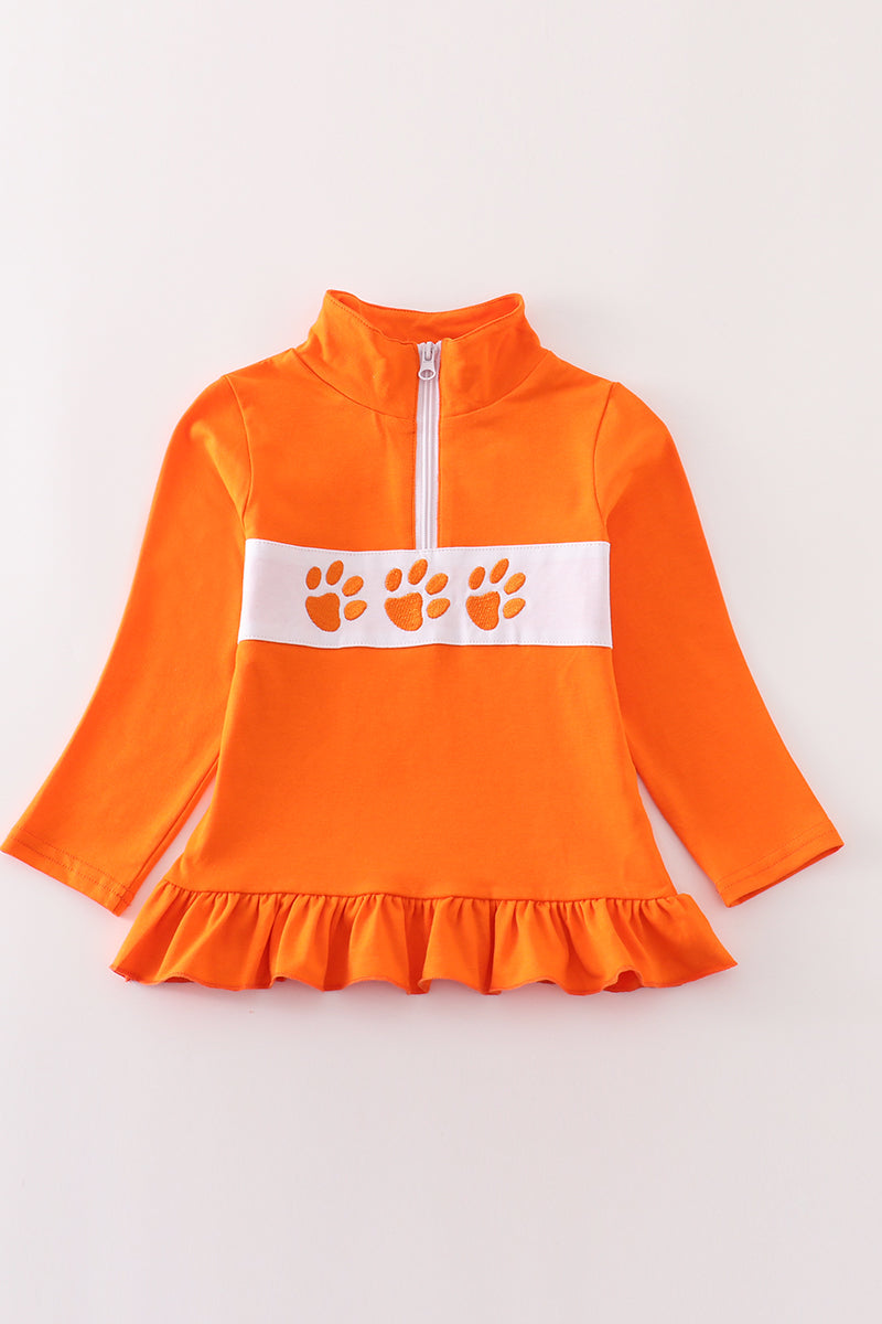 Abby & Evie - Clemson Embroidery Ruffle Pullover