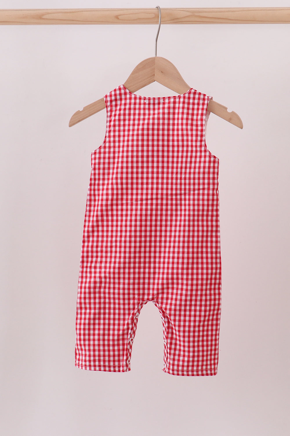 Abby & Evie - Red woven Christmas Tree Reindeer Smocked JonJon