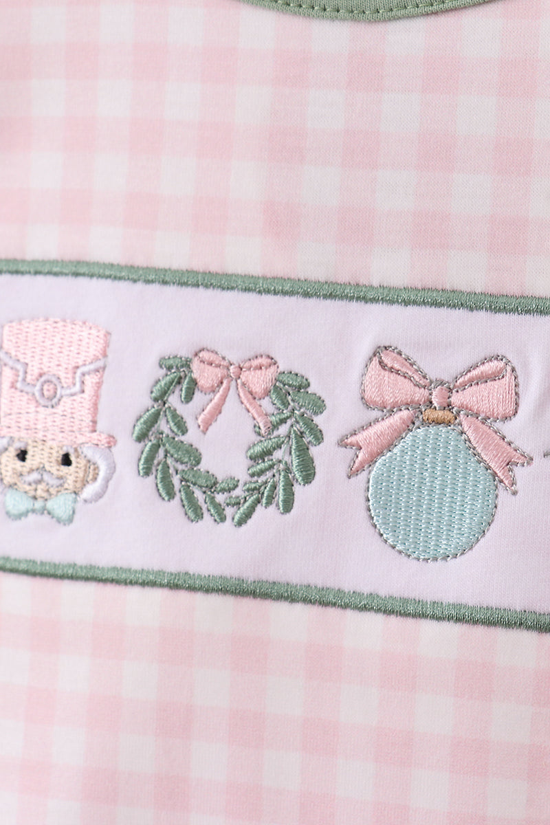 Abby & Evie - Pink Nutcracker Embroidery Gingham Pajama set