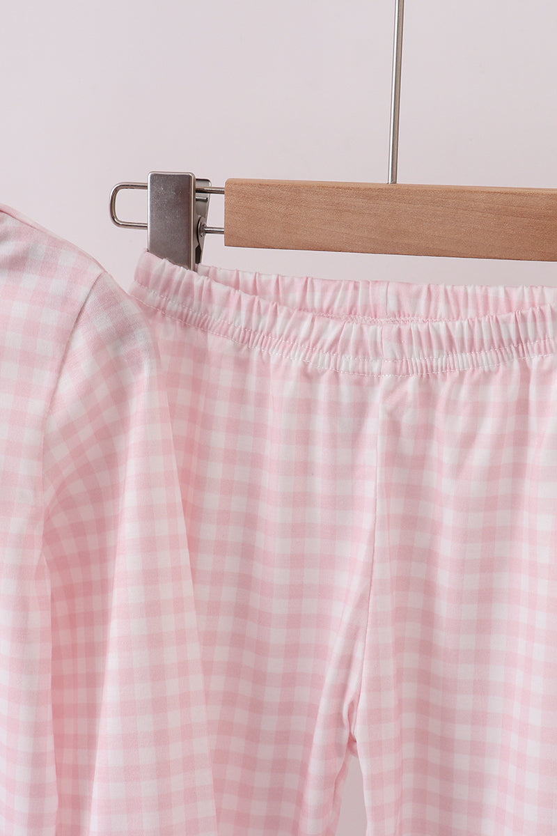 Abby & Evie - Pink Nutcracker Embroidery Gingham Pajama set