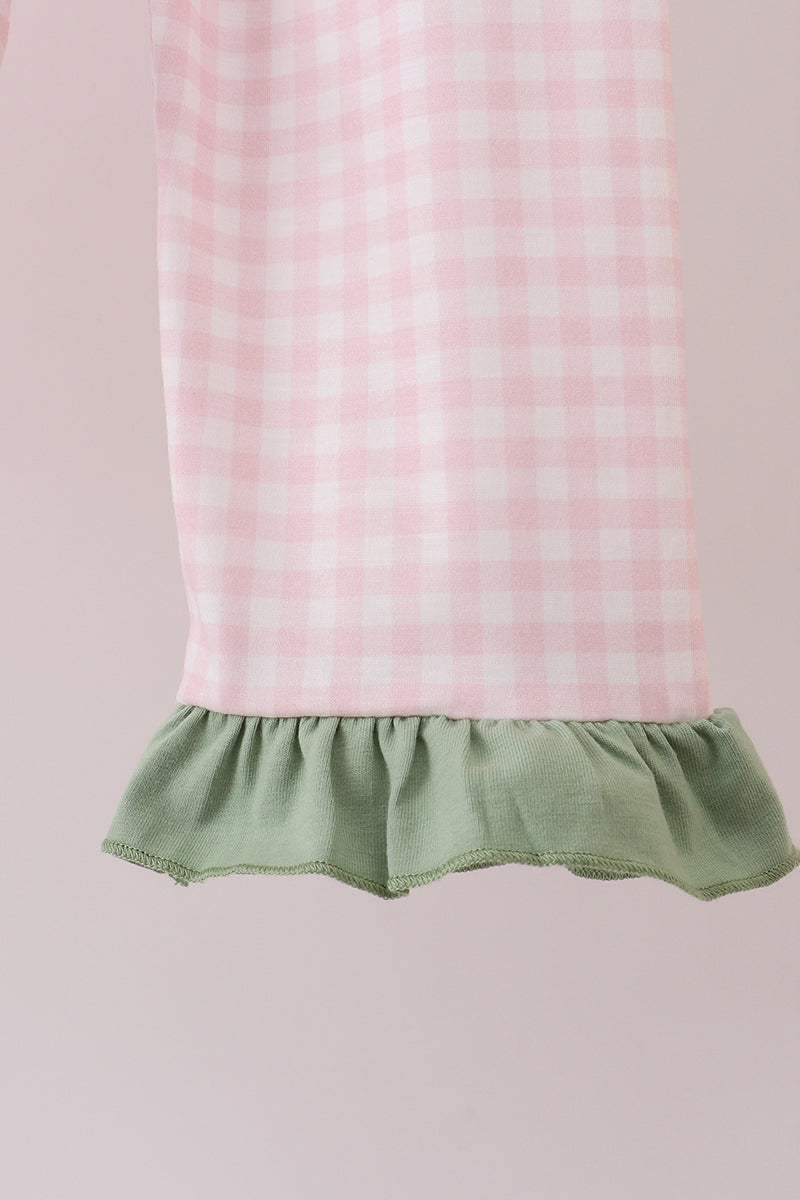Abby & Evie - Pink Nutcracker Embroidery Gingham Pajama set