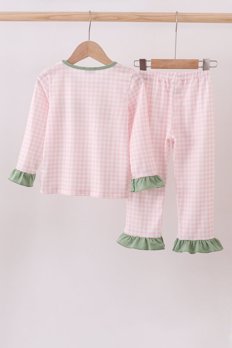 Abby & Evie - Pink Nutcracker Embroidery Gingham Pajama set