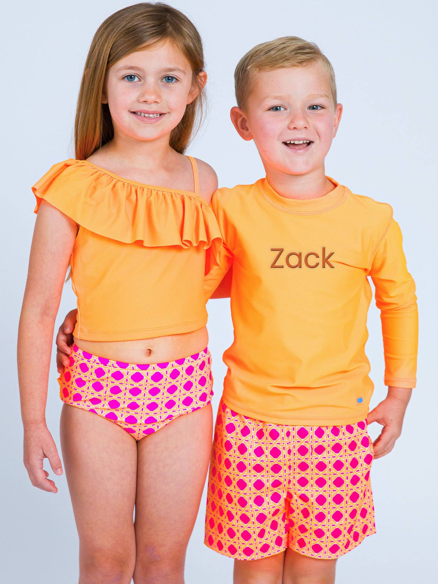 RuffleButts + RuggedButts - Boys Neon Sherbet Cane Swim Trunks