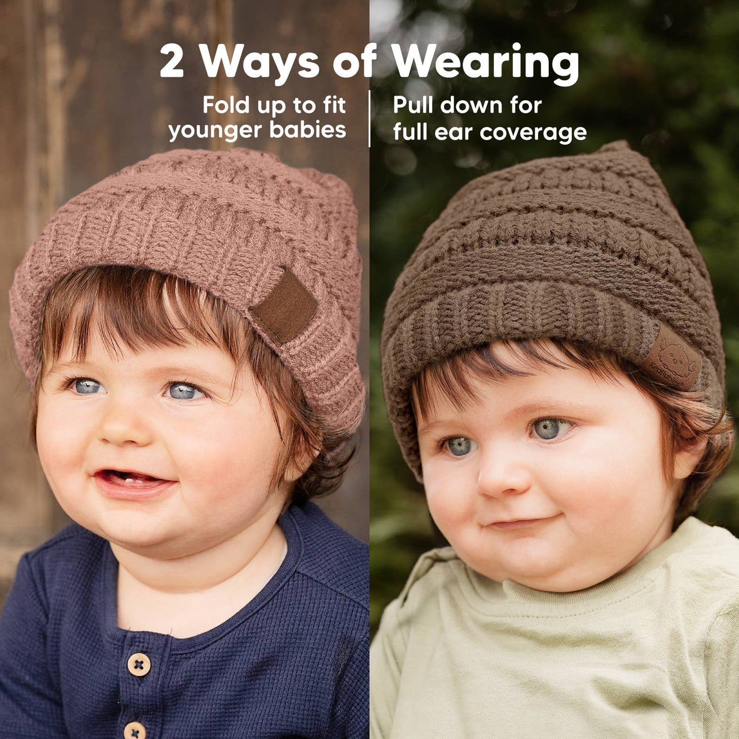 KeaBabies - KeaBabies 3-Pack Warmzy Baby Beanies (Wine, Medium) 6-36 Months