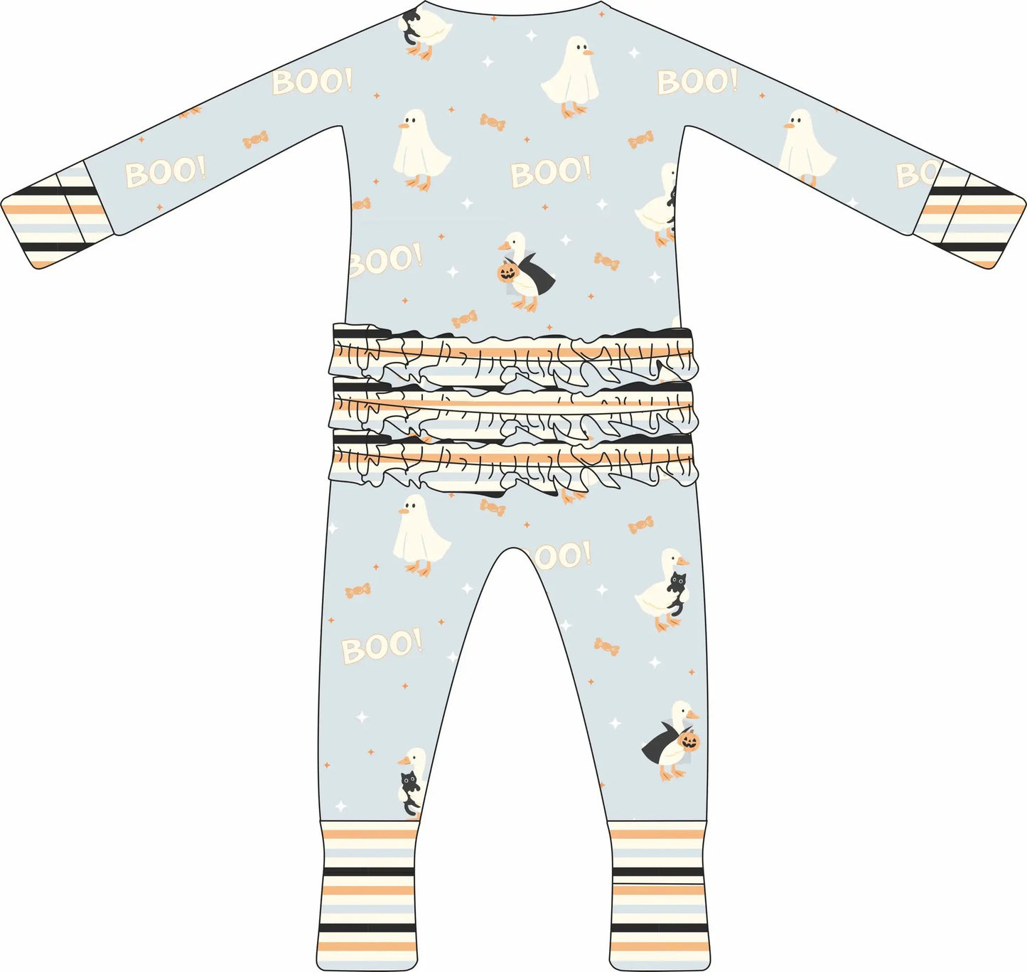 Max and Pippa | Boo Goose Halloween Ruffle Convertible Zippie Pajamas by Max and Pippa