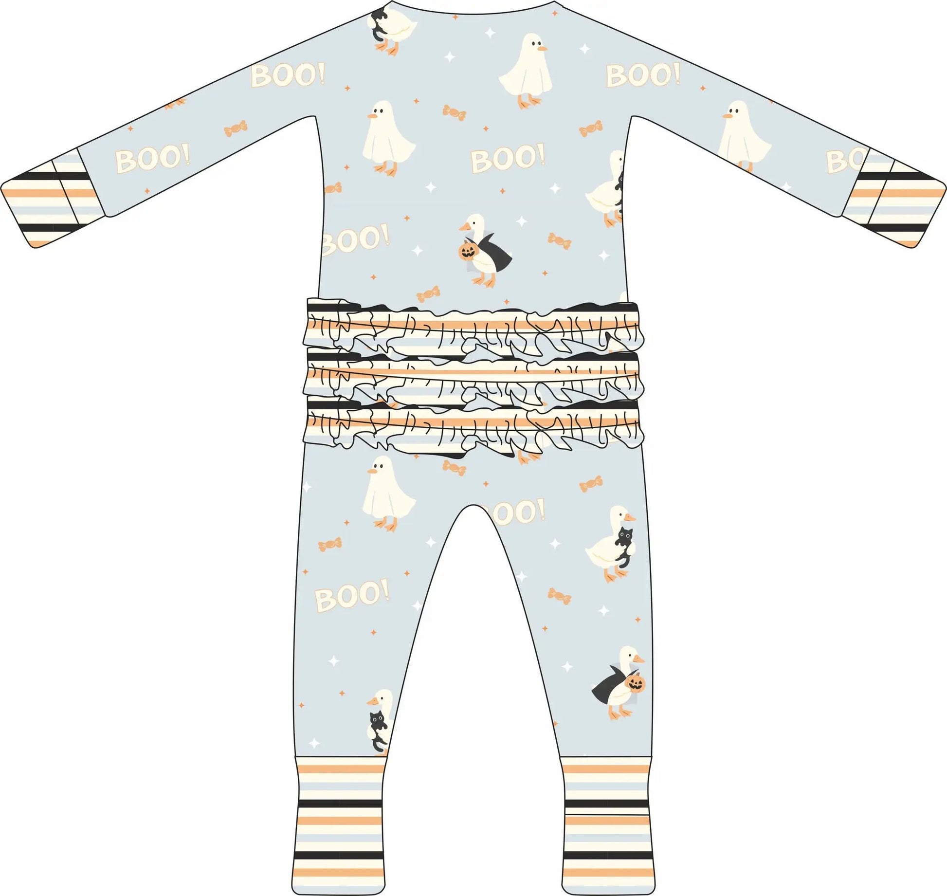 Max and Pippa | Boo Goose Halloween Ruffle Convertible Zippie Pajamas by Max and Pippa
