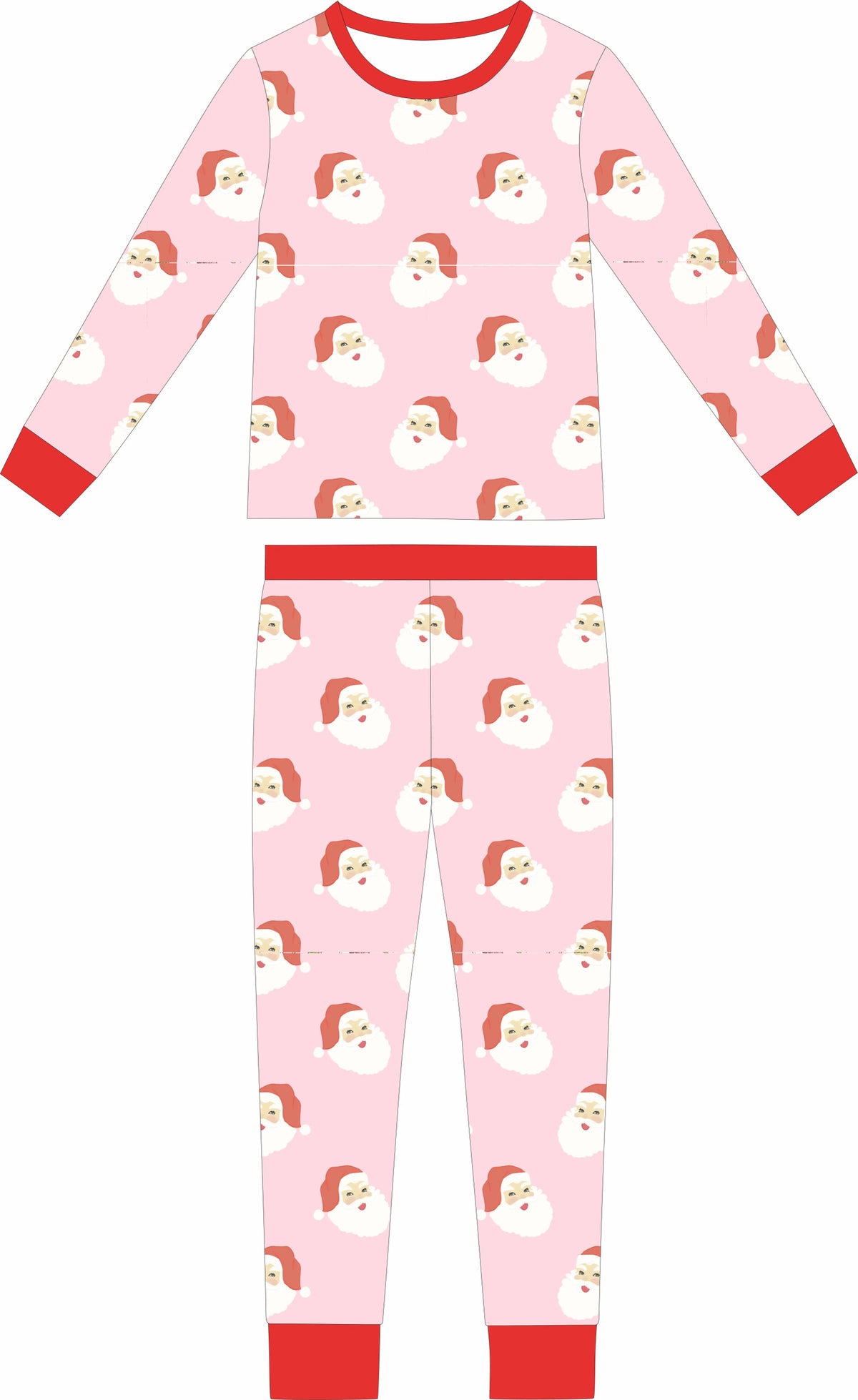 Max and Pippa | Pink Santa Two Piece Ruffle Bamboo Pajama Set