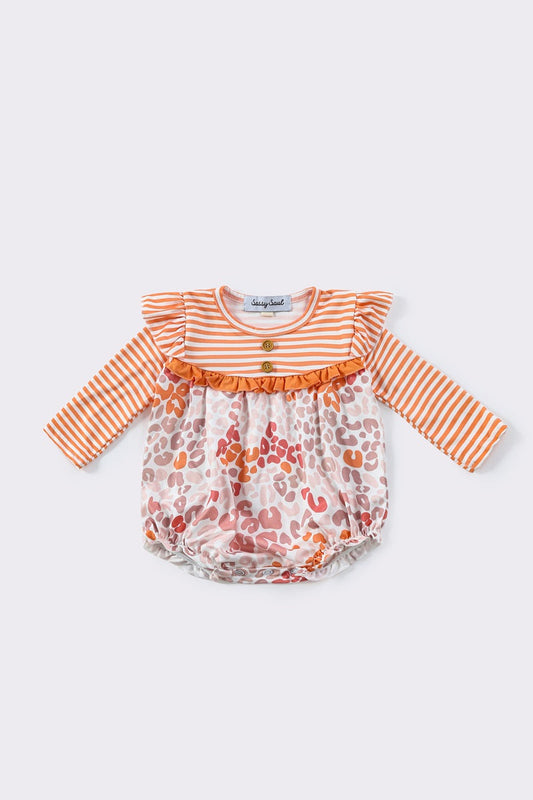 Sassy Soul - Orange Stripe Leopard Ruffle Bubble