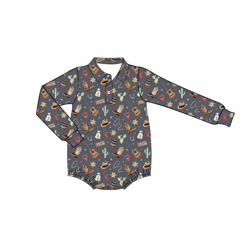 Max and Pippa | Giddy Up Western Long Sleeve Polo Bubble by Max and Pippa