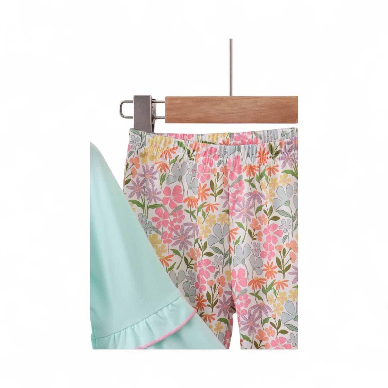 Max and Pippa - Blue Bow Floral Applique Two Piece Set