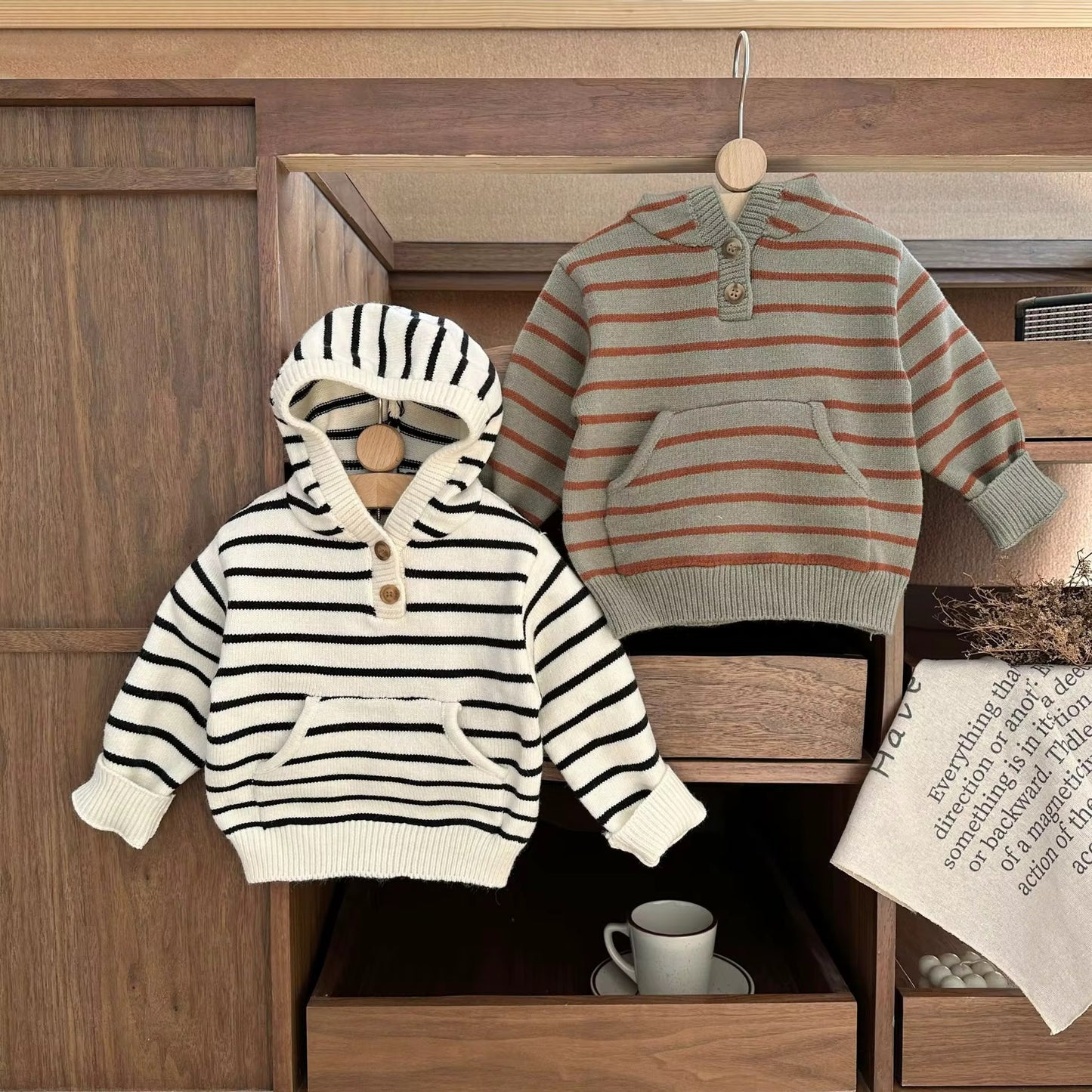 Max and Pippa Olive Striped Sweater
