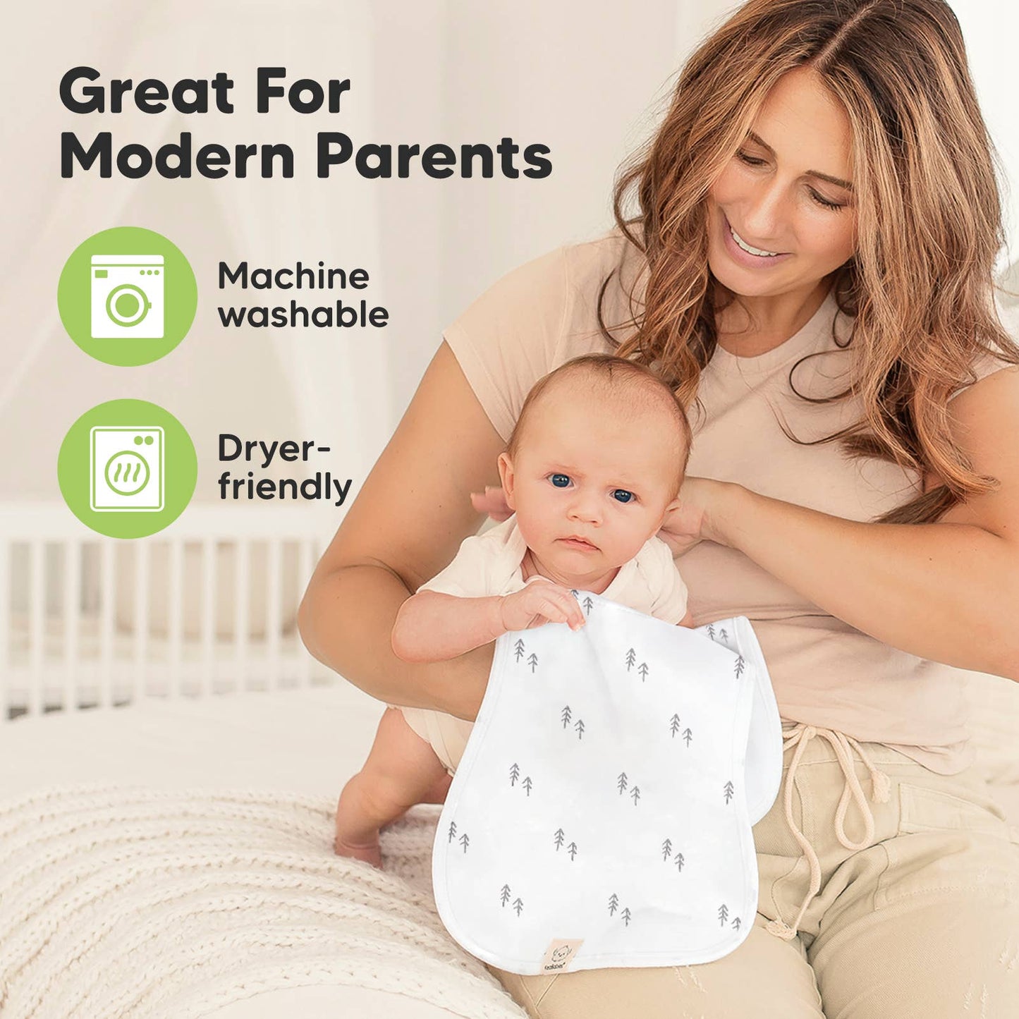 KeaBabies - KeaBabies 5-Pack Urban Burp Cloths: Nordic