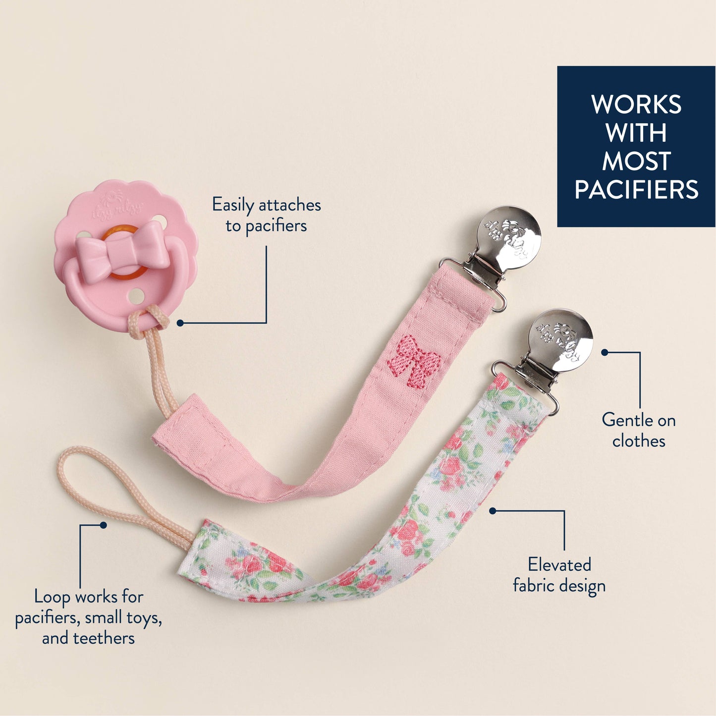Itzy Ritzy - *NEW* Itzy Clip™ - Fabric Pacifier Strap