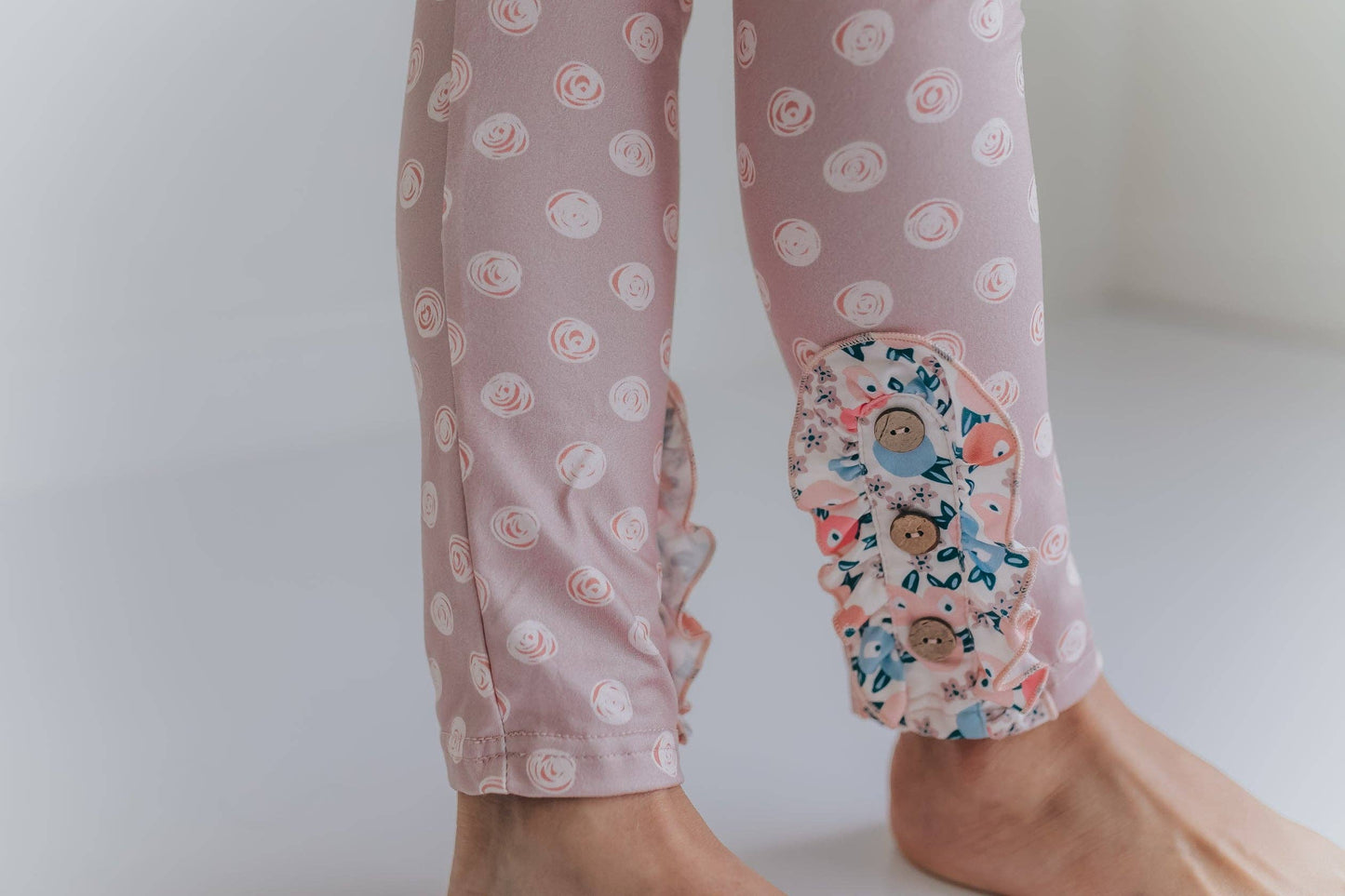 Adorable Sweetness - Girls Sand Floral 3 Tiered Fall Ruffle Button Legging Set