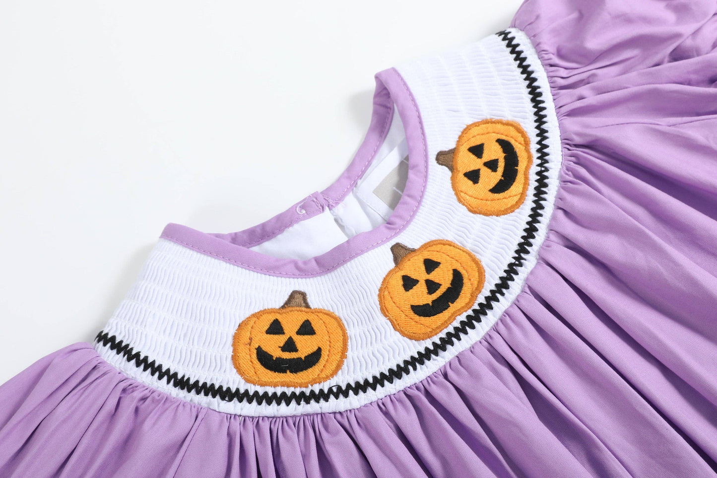 Lil Cactus - Purple Halloween Smocked Bishop Dress