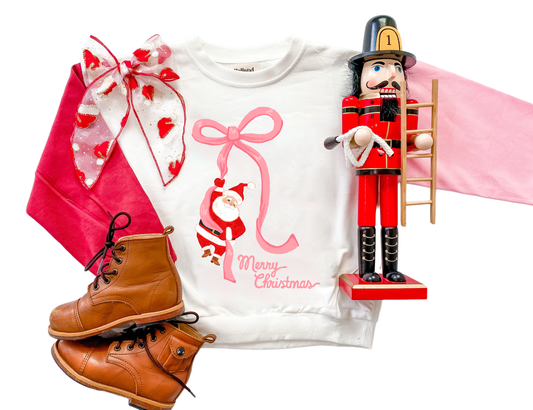 Holland Ave Clothing - Santa Bow | Infant and Girls Christmas Sweatshirt