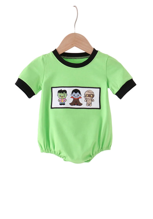 Abby & Evie | Halloween Baby Embroidered Bubble