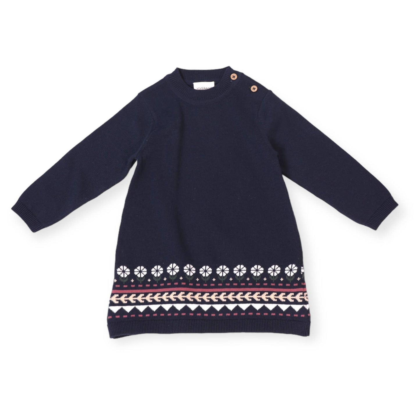 Viverano Organics - Fair Isle Baby Girl Sweater Knit Dress (Organic Cotton)