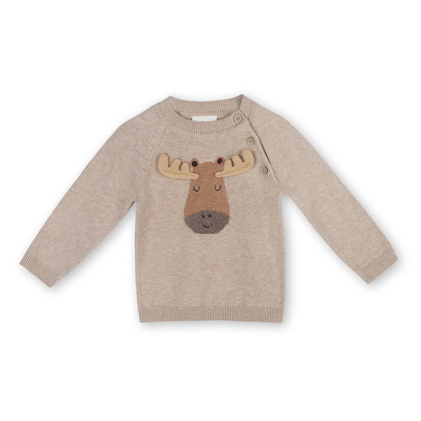 Viverano Organics - Moose Applique Raglan Baby Pullover Sweater (Organic Cotton)