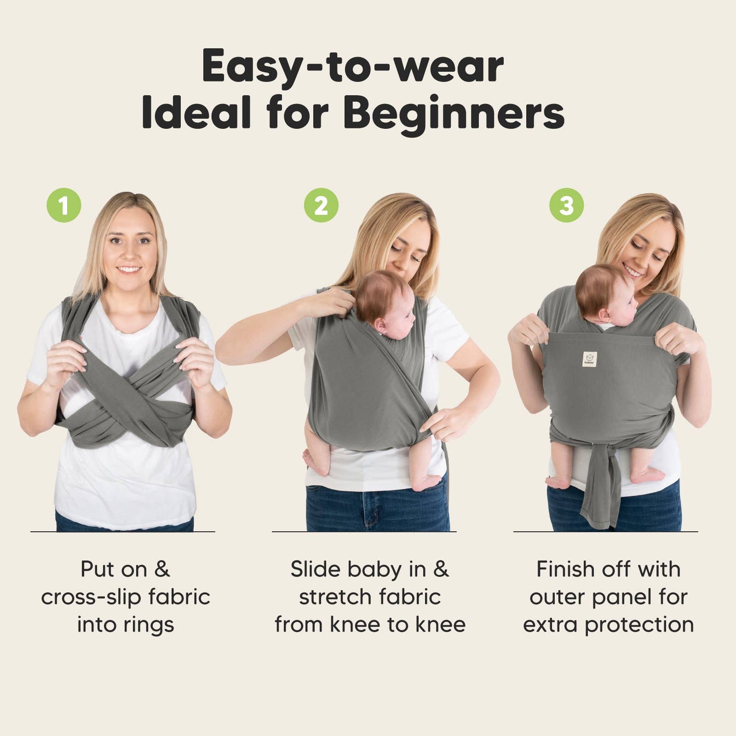 KeaBabies - KeaBabies D-Lite Wrap Carrier: Graphite