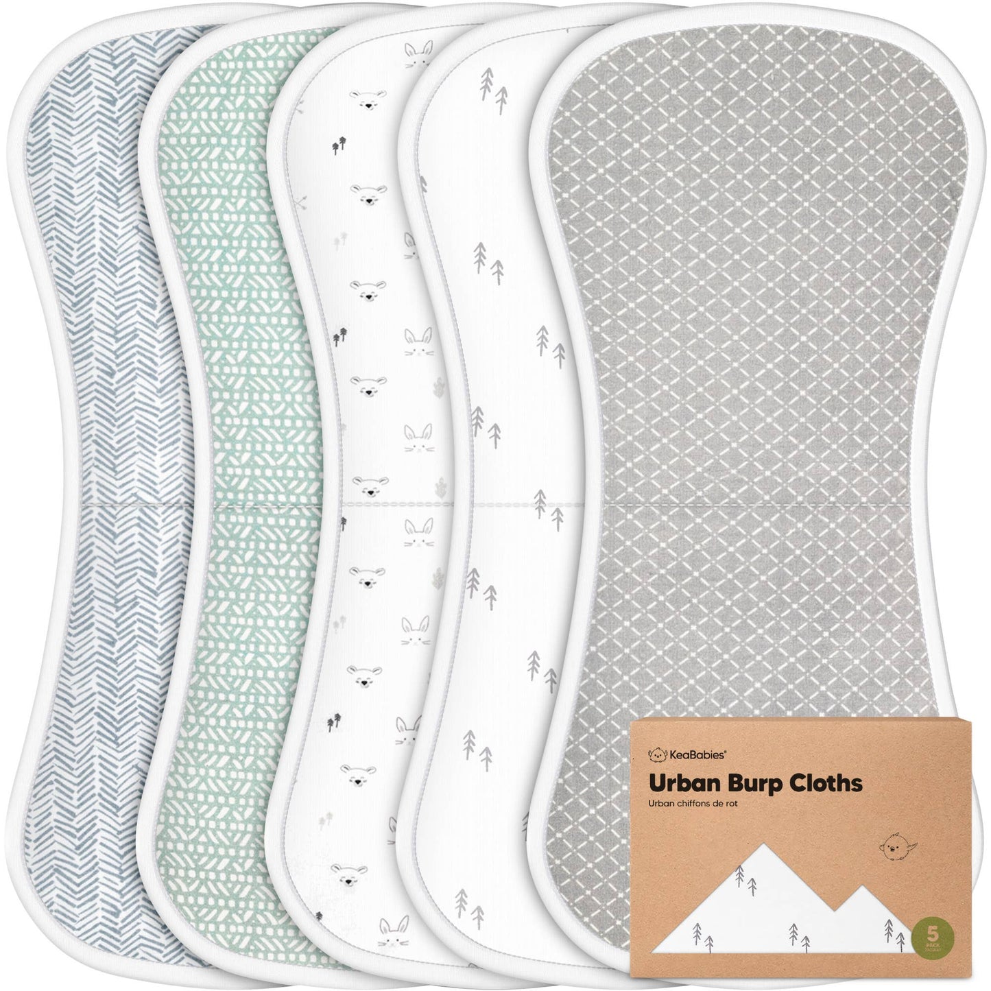 KeaBabies - KeaBabies 5-Pack Urban Burp Cloths: Nordic