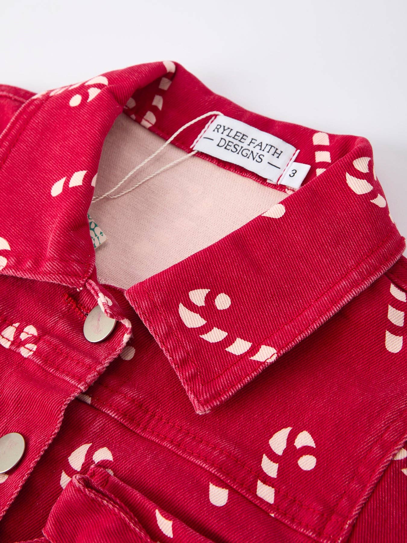 Rylee Faith Designs - Girls Red Christmas Themed Denim Jacket