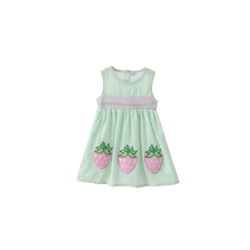 Little Girls Strawberry Smocked Dress