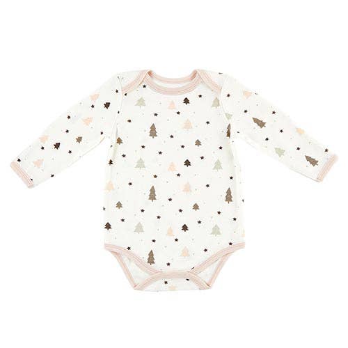 Stephan Baby by Creative Brands - Winter Wonderland LS Snapshirt-Blush Trees