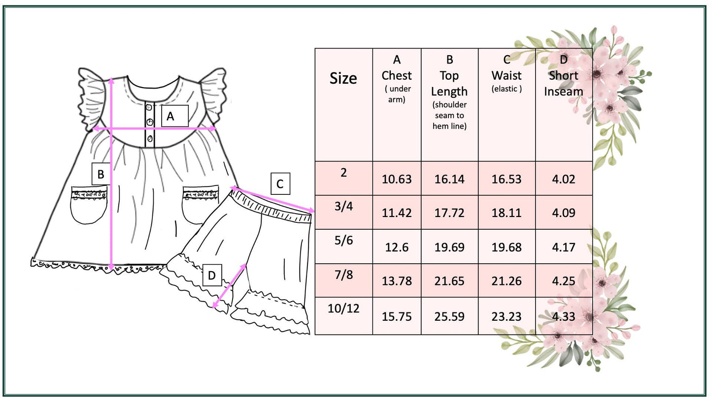 Adorable Sweetness - Girls Blue Check Flower Power Spring Summer Short Set