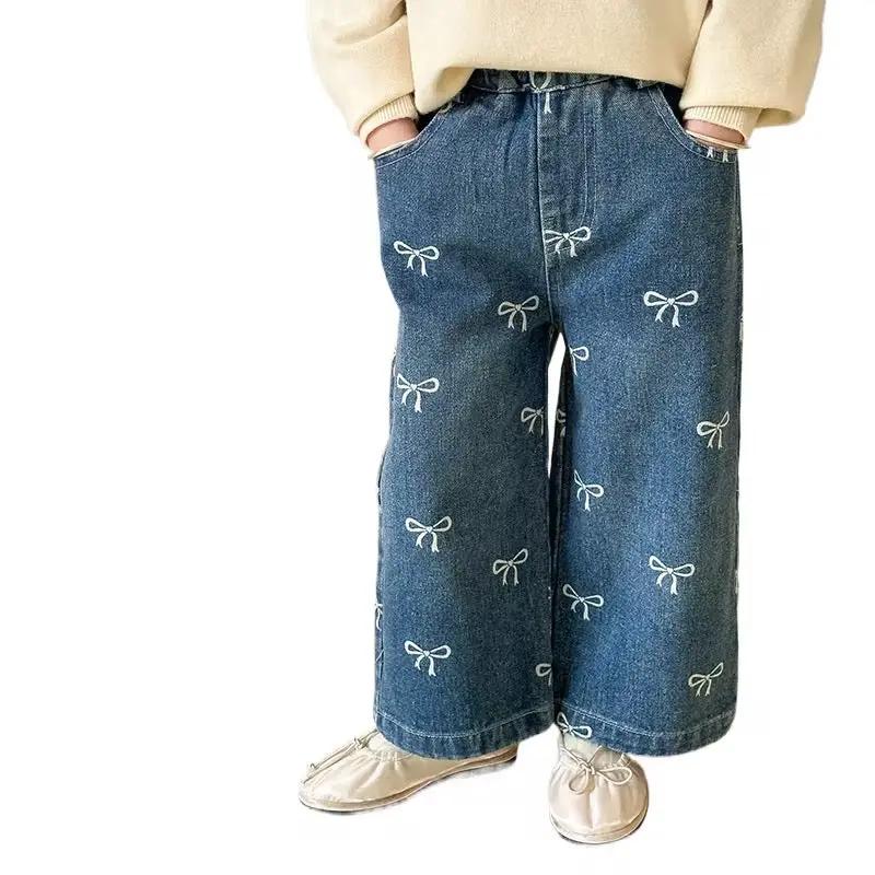 Little Girl Bow Denim Jeans by Max and Pippa