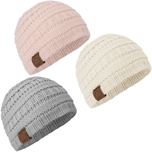 KeaBabies - KeaBabies 3-Pack Warmzy Baby Beanies (Sweet Pea, Medium) 6-36 Months