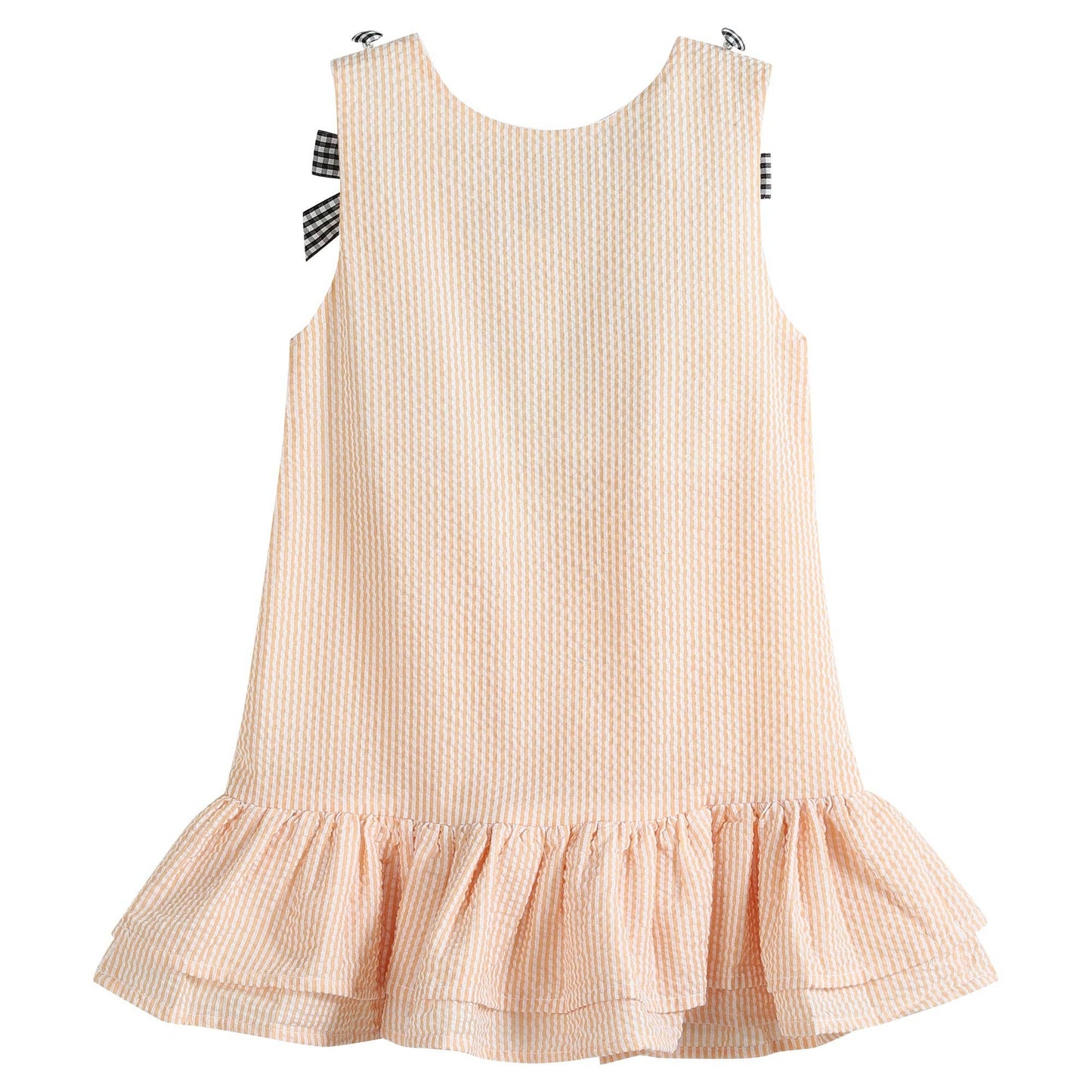 Lil Cactus - Orange Seersucker Halloween Boo Ruffle Dress