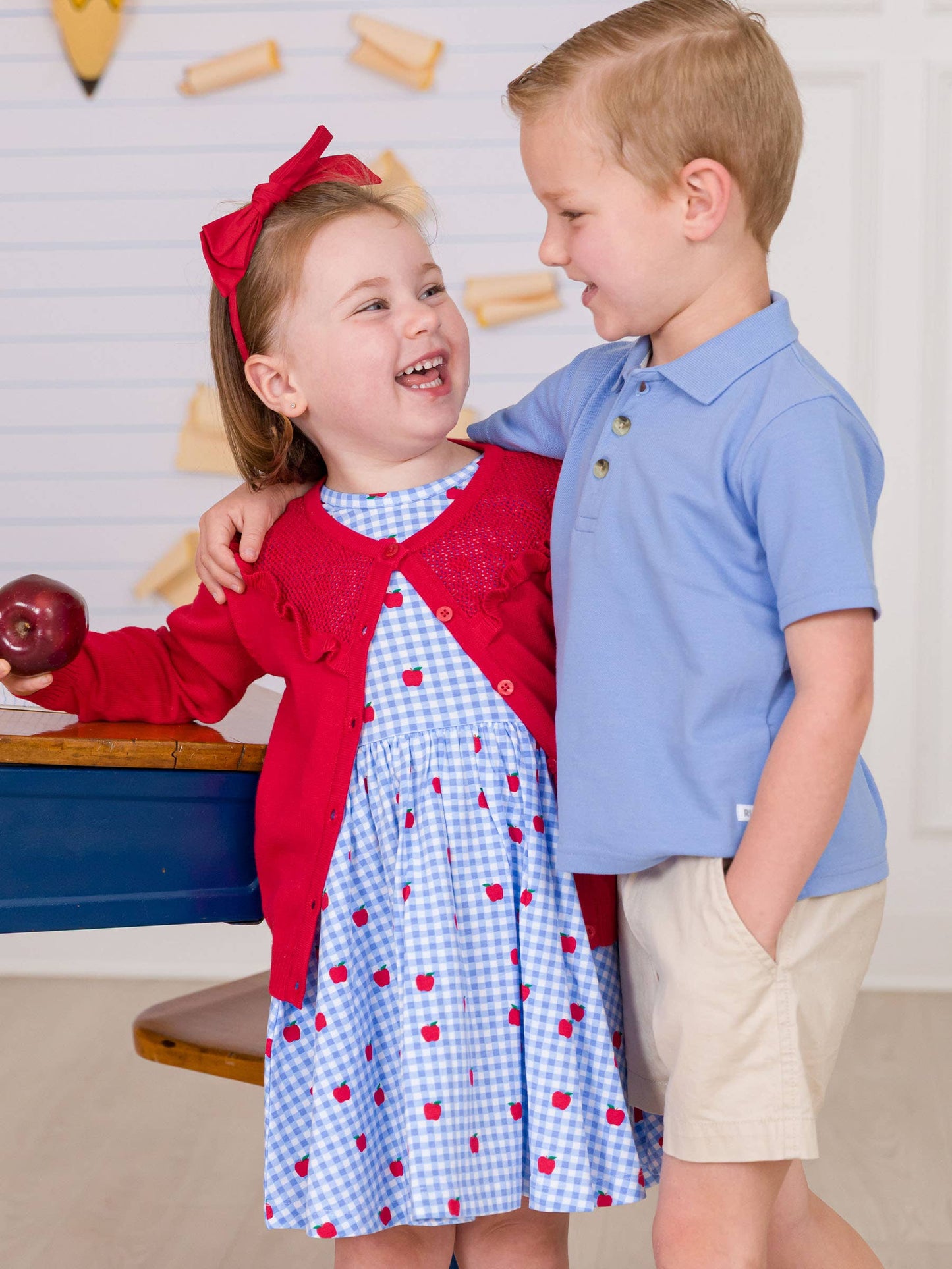 RuffleButts + RuggedButts - Girls Classic Red Sweater Knit Ruffle Trim Cardigan