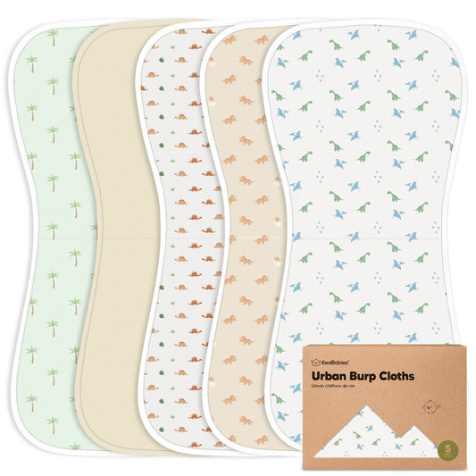 KeaBabies - KeaBabies 5-Pack Urban Burp Cloths: Roarsome