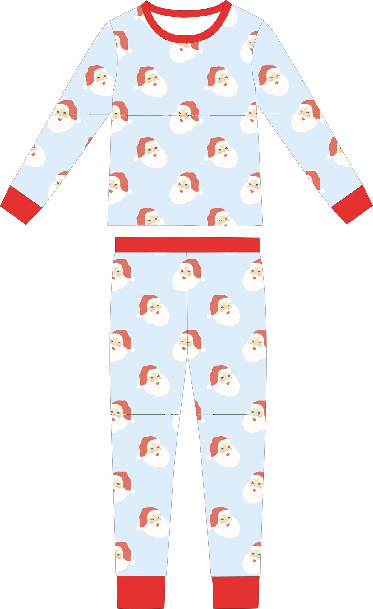 Max and Pippa | Baby Blue Santa Bamboo Two Piece Pajamas
