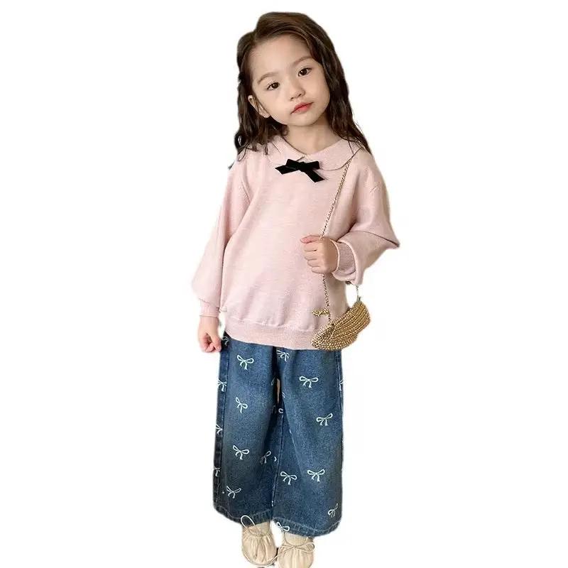 Little Girl Bow Denim Jeans by Max and Pippa