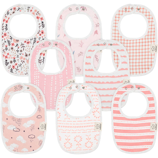 KeaBabies - 8-pack Urban Drool Bibs for Teething: Sweet Charm