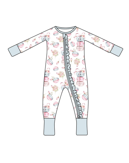Max and Pippa - Girly Macarons Ruffle Bamboo Convertible Romper
