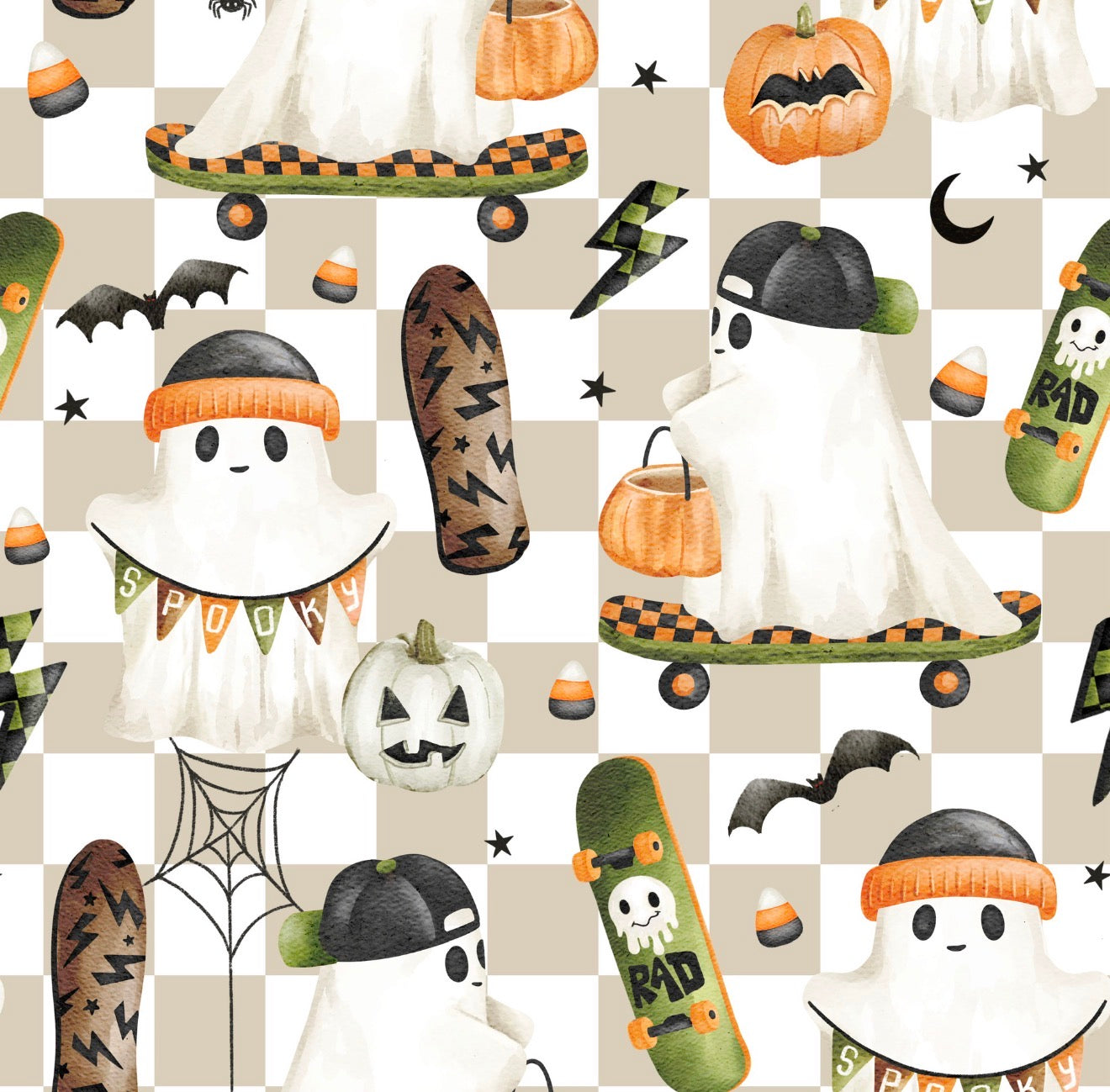 Max and Pippa | Baby Rad Skater Ghost Halloween Bamboo Convertible Zippie Pajamas by Max and Pippa