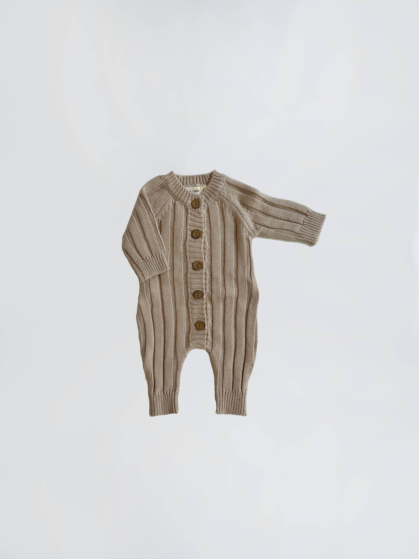 OLIVE & CRADLE - Knit Cotton Baby full Jumper | Milo jumpsuit: Cream Ivory