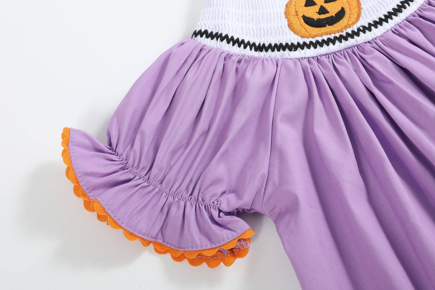 Lil Cactus - Purple Halloween Smocked Bishop Dress