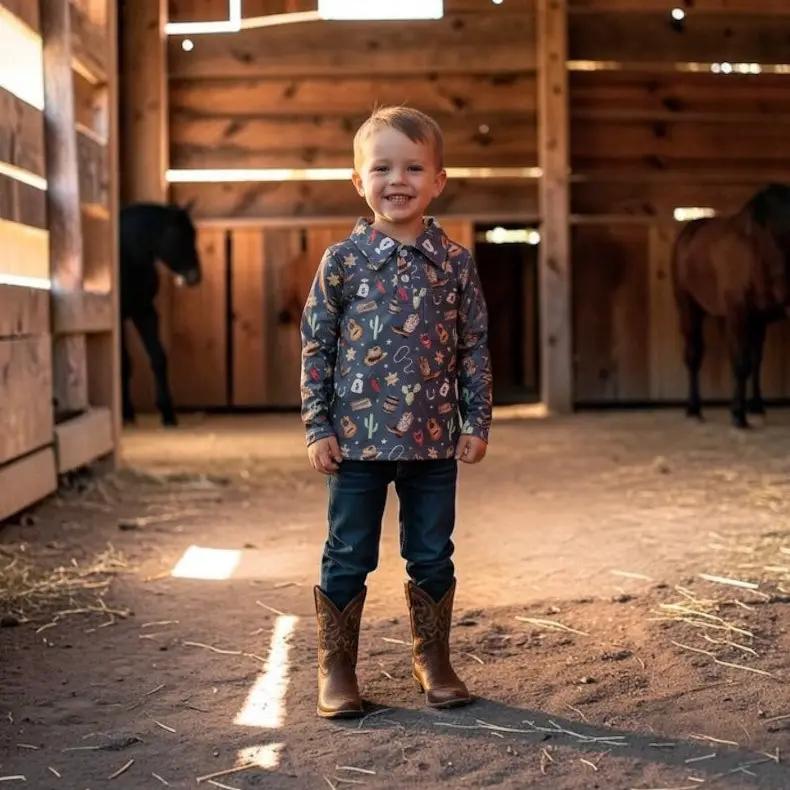 Max and Pippa | Toddler Giddy Up Long Sleeve Polo by Max and Pippa