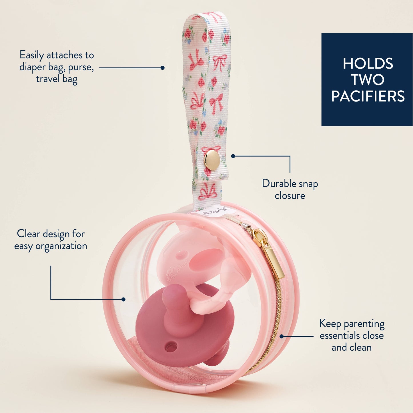 Itzy Ritzy - *NEW* Itzy Paci Case™ - Ribbons & Roses