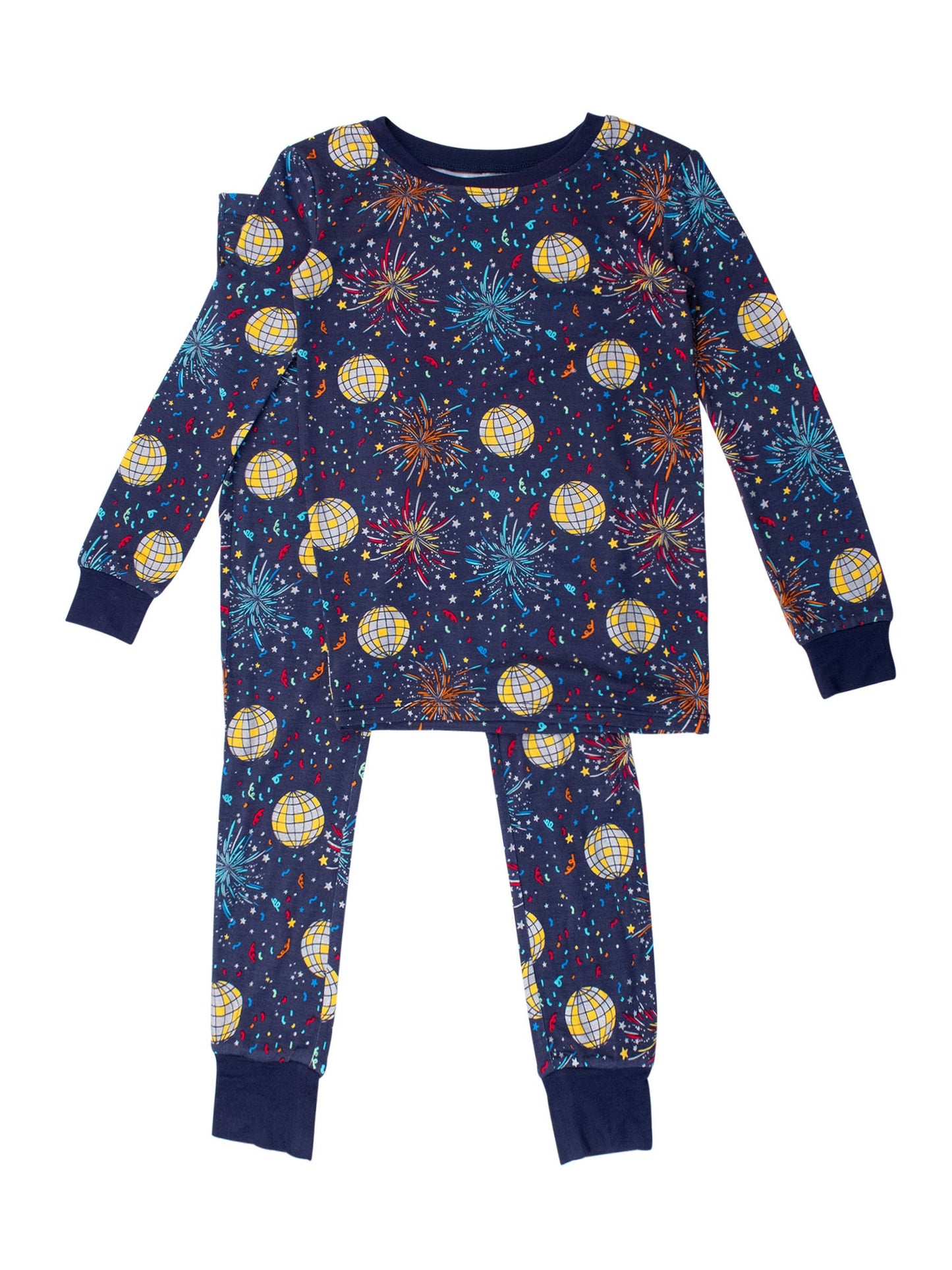 RuffleButts + RuggedButts - Boys Navy Happy New Year Bamboo Viscose Long Sleeve Pajama Set