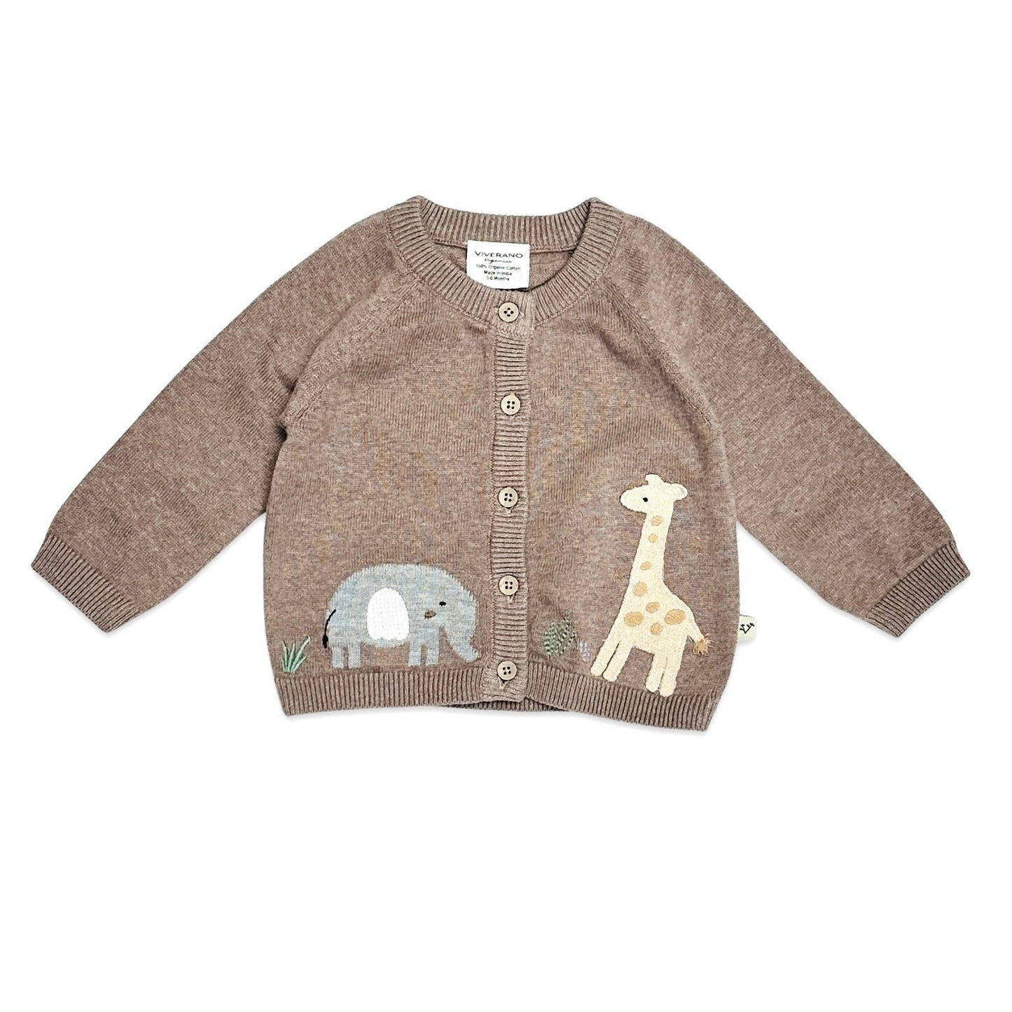 Viverano Organics - Giraffe Elephant Baby Cardigan Sweater (Organic)