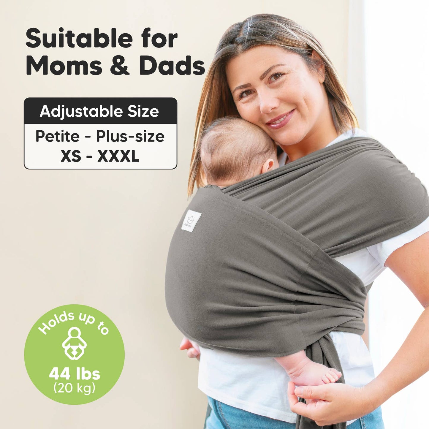 KeaBabies - KeaBabies D-Lite Wrap Carrier: Graphite