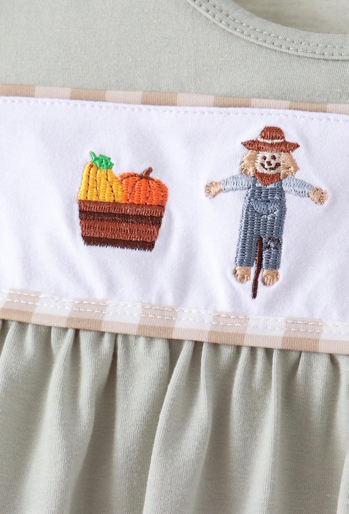 Abby & Evie | Sage Scarecrow Pants Set with BONUS Peter Pan Collar Long Sleeve Shirt