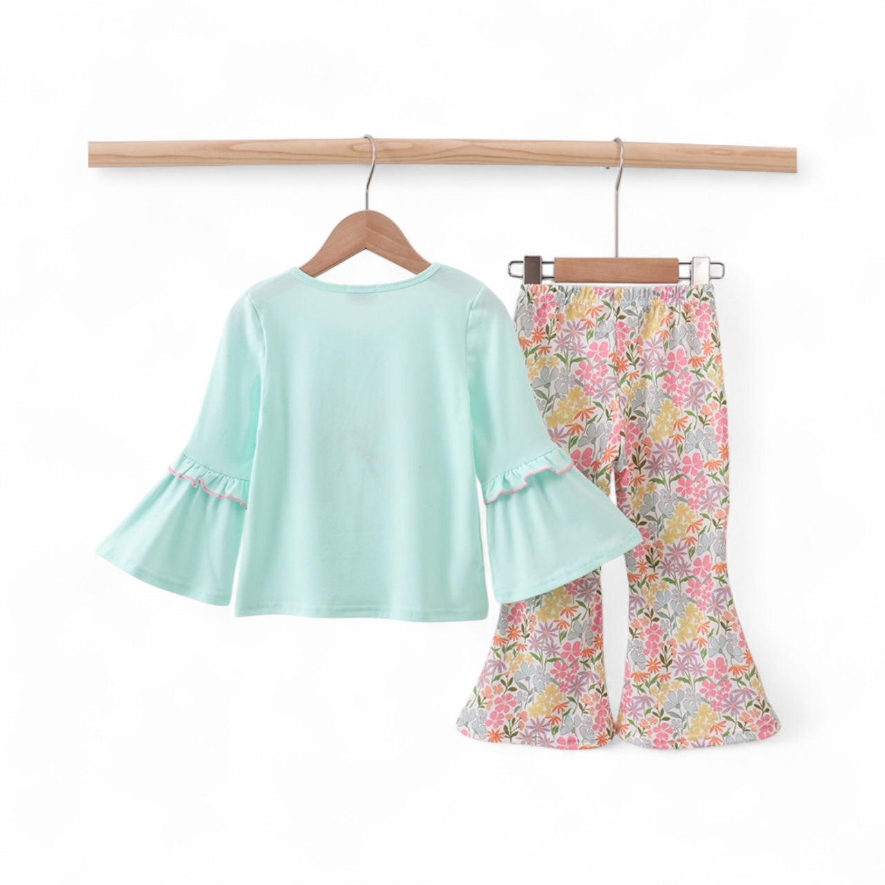 Max and Pippa - Blue Bow Floral Applique Two Piece Set