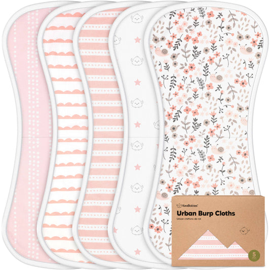 KeaBabies - KeaBabies 5-Pack Urban Burp Cloths: Sweet Charm